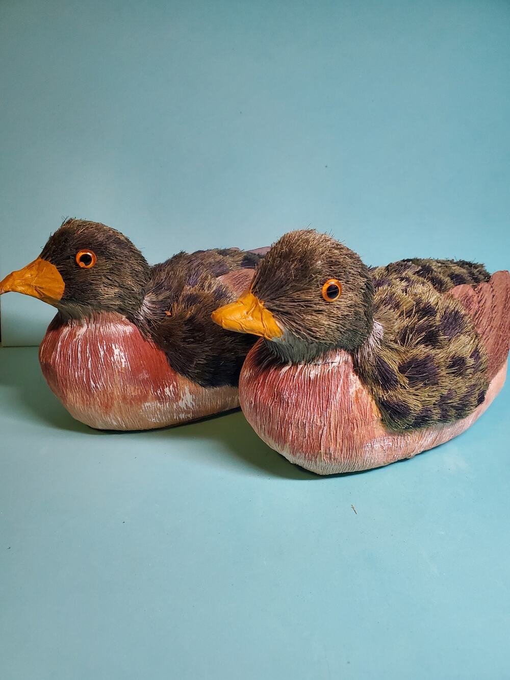 Bird Figurine - Natural Fiber Ducks - 5.5"